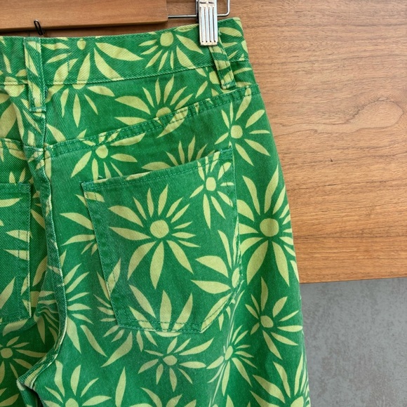 We The Free Free People Wide Leg Retro Green Floral Pant, Size 25 - Picture 11 of 11